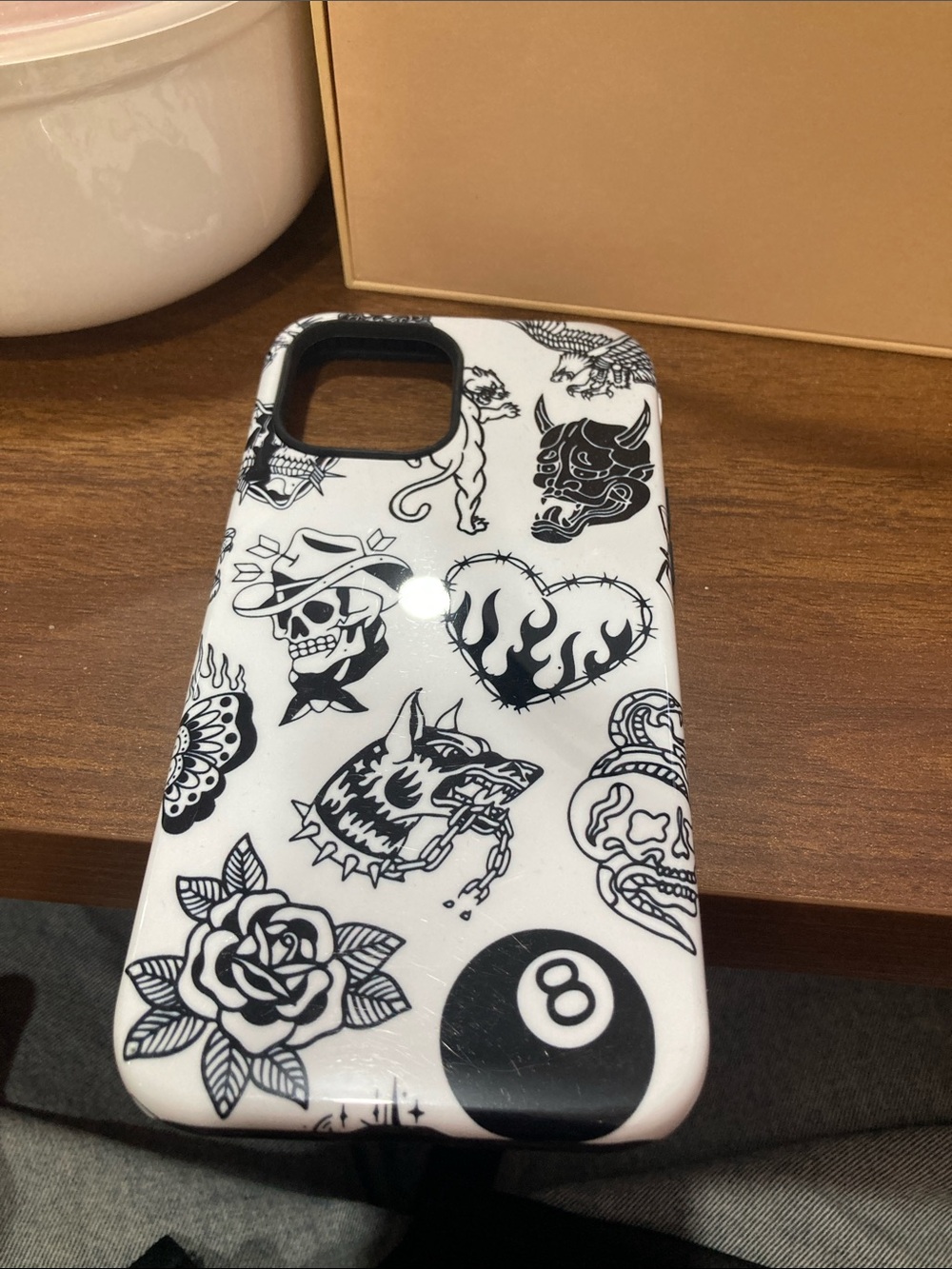 White Tattoo-Print Phone Case - Stylish Protection